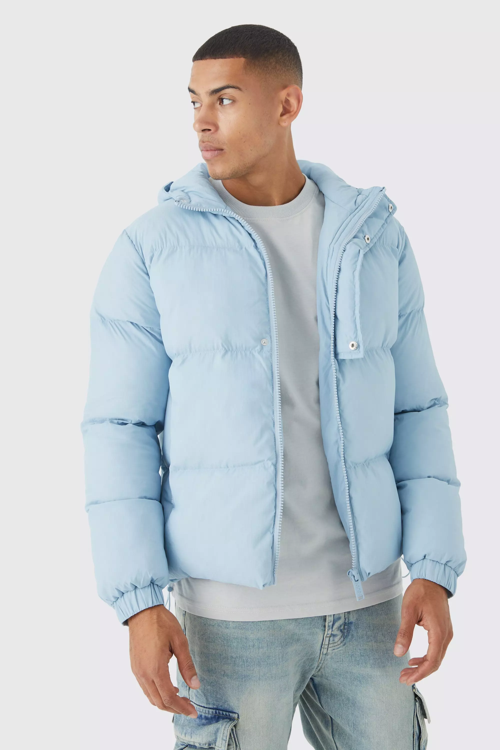 Light blue hooded discount jacket